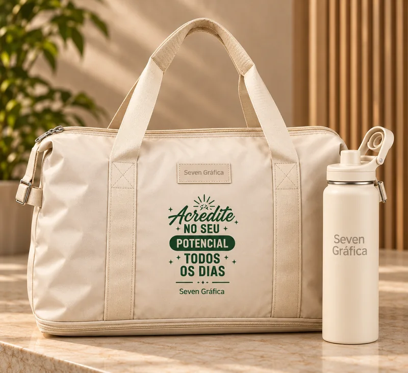 Kit Energia — Bolsa esportiva e garrafa térmica, conforme composição visual do catálogo